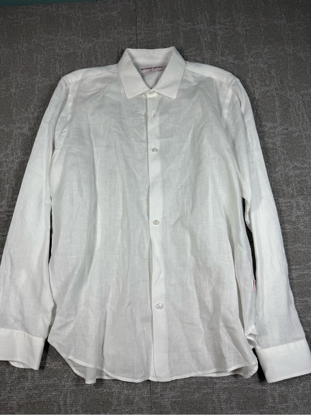 Orlebar Brown White 100% Linen Button Down Dress Shirt Size XL